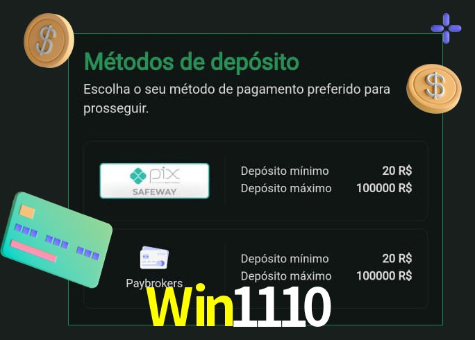 O cassino Win1110 oferece uma grande variedade de métodos de pagamento